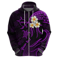 Personalised Molokai Hawaii Hoodie Polynesian Tattoo and Pacific Plumeria Purple Vibe - Wonder Print Shop