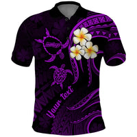 Personalised Molokai Hawaii Polo Shirt Polynesian Tattoo and Pacific Plumeria Purple Vibe - Wonder Print Shop