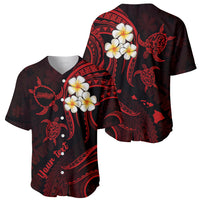 Personalised Molokai Hawaii Baseball Jersey Polynesian Tattoo and Pacific Plumeria Red Vibe LT9 - Wonder Print Shop