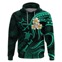Personalised Molokai Hawaii Hoodie Polynesian Tattoo and Pacific Plumeria Turquoise Vibe - Wonder Print Shop