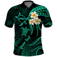 Personalised Molokai Hawaii Polo Shirt Polynesian Tattoo and Pacific Plumeria Turquoise Vibe - Wonder Print Shop