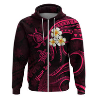 Personalised Lanai Hawaii Hoodie Polynesian Tattoo and Pacific Plumeria Pink Vibe - Wonder Print Shop