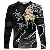Personalised Lanai Hawaii Long Sleeve Shirt Polynesian Tattoo and Pacific Plumeria White Vibe - Wonder Print Shop