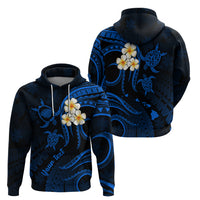 Personalised Kauai Hawaii Hoodie Polynesian Tattoo and Pacific Plumeria Blue Vibe - Wonder Print Shop