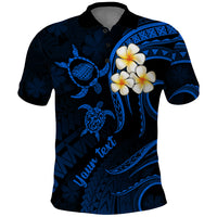 Personalised Kauai Hawaii Polo Shirt Polynesian Tattoo and Pacific Plumeria Blue Vibe - Wonder Print Shop