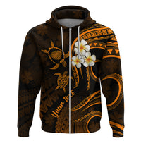Personalised Kauai Hawaii Hoodie Polynesian Tattoo and Pacific Plumeria Gold Vibe - Wonder Print Shop