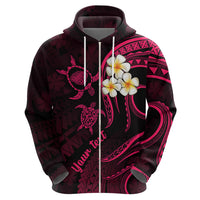Personalised Kauai Hawaii Hoodie Polynesian Tattoo and Pacific Plumeria Pink Vibe - Wonder Print Shop