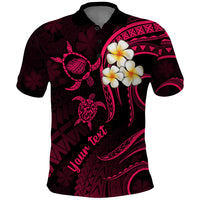 Personalised Kauai Hawaii Polo Shirt Polynesian Tattoo and Pacific Plumeria Pink Vibe - Wonder Print Shop
