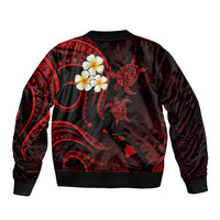 Personalised Kauai Hawaii Bomber Jacket Polynesian Tattoo and Pacific Plumeria Red Vibe LT9 - Wonder Print Shop