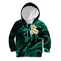 Personalised Kauai Hawaii Kid Hoodie Polynesian Tattoo and Pacific Plumeria Turquoise Vibe - Wonder Print Shop