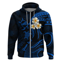 Personalised Kahoolawe Hawaii Hoodie Polynesian Tattoo and Pacific Plumeria Blue Vibe - Wonder Print Shop