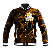 Personalised Kahoolawe Hawaii Baseball Jacket Polynesian Tattoo and Pacific Plumeria Gold Vibe LT9 - Wonder Print Shop