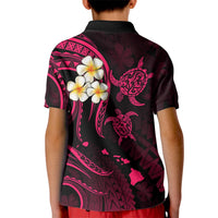 Personalised Kahoolawe Hawaii Kid Polo Shirt Polynesian Tattoo and Pacific Plumeria Pink Vibe - Wonder Print Shop