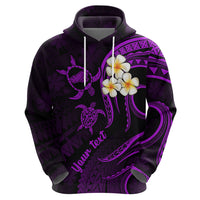 Personalised Kahoolawe Hawaii Hoodie Polynesian Tattoo and Pacific Plumeria Purple Vibe - Wonder Print Shop