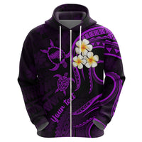 Personalised Kahoolawe Hawaii Hoodie Polynesian Tattoo and Pacific Plumeria Purple Vibe - Wonder Print Shop