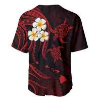 Personalised Kahoolawe Hawaii Baseball Jersey Polynesian Tattoo and Pacific Plumeria Red Vibe LT9 - Wonder Print Shop