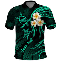 Personalised Kahoolawe Hawaii Polo Shirt Polynesian Tattoo and Pacific Plumeria Turquoise Vibe - Wonder Print Shop
