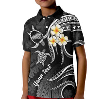 Personalised Kahoolawe Hawaii Kid Polo Shirt Polynesian Tattoo and Pacific Plumeria White Vibe - Wonder Print Shop