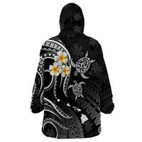 Personalised Kahoolawe Hawaii Wearable Blanket Hoodie Polynesian Tattoo and Pacific Plumeria White Vibe - Wonder Print Shop