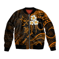 Hawaii Bomber Jacket Maui Islands Pacific Plumeria Gold Vibe LT9 - Wonder Print Shop