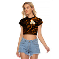 Hawaii Raglan Cropped T Shirt Maui Islands Pacific Plumeria Gold Vibe - Wonder Print Shop