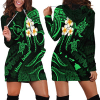 Hawaii Hoodie Dress Maui Islands Pacific Plumeria Green Vibe - Wonder Print Shop