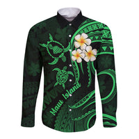 Hawaii Long Sleeve Button Shirt Maui Islands Pacific Plumeria Green Vibe - Wonder Print Shop