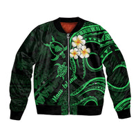 Hawaii Sleeve Zip Bomber Jacket Maui Islands Pacific Plumeria Green Vibe - Wonder Print Shop