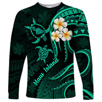 Hawaii Long Sleeve Shirt Maui Islands Pacific Plumeria Turquoise Vibe - Wonder Print Shop