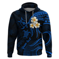 Personalised Maui Hawaii Hoodie Polynesian Tattoo and Pacific Plumeria Blue Vibe - Wonder Print Shop