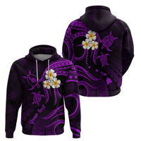 Personalised Maui Hawaii Hoodie Polynesian Tattoo and Pacific Plumeria Purple Vibe - Wonder Print Shop