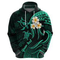 Personalised Maui Hawaii Hoodie Polynesian Tattoo and Pacific Plumeria Turquoise Vibe - Wonder Print Shop