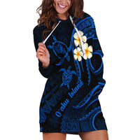 Hawaii Hoodie Dress Oahu Islands Pacific Plumeria Blue Vibe - Wonder Print Shop