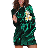 Hawaii Hoodie Dress Oahu Islands Pacific Plumeria Turquoise Vibe - Wonder Print Shop