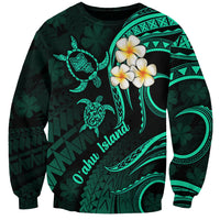 Hawaii Sweatshirt Oahu Islands Pacific Plumeria Turquoise Vibe - Wonder Print Shop