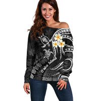Hawaii Off Shoulder Sweater Oahu Islands Pacific Plumeria White Vibe - Wonder Print Shop