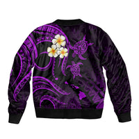 Personalised Oahu Hawaii Bomber Jacket Polynesian Tattoo and Pacific Plumeria Purple Vibe LT9 - Wonder Print Shop