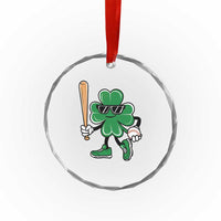 Lucky Baseball Shamrock Crystal Glass Ornament St Patrick's Day T-Ball Sport Lover Gift - Wonder Print Shop