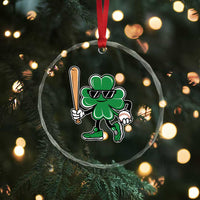 Lucky Baseball Shamrock Crystal Glass Ornament St Patrick's Day T-Ball Sport Lover Gift TS02