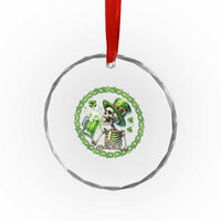 Lucky Irish Skeleton St Patricks Day Crystal Glass Ornament Beer Lover