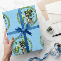 Lucky Irish Skeleton St Patricks Day Wrapping Paper Roll Beer Lover
