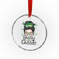 Lucky Sassy Lassie Messy Bun Crystal Glass Ornament Funny St Patricks Day - Wonder Print Shop