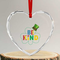 Lucky Shamrock Be Kind Heart Crystal Glass Ornament Autism Leprechaun St Patricks Day - Wonder Print Shop