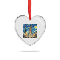 Lunar Mission Astronaut Starry Night Heart Crystal Glass Ornament Space Lover Gift
