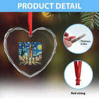 Lunar Mission Astronaut Starry Night Heart Crystal Glass Ornament Space Lover Gift