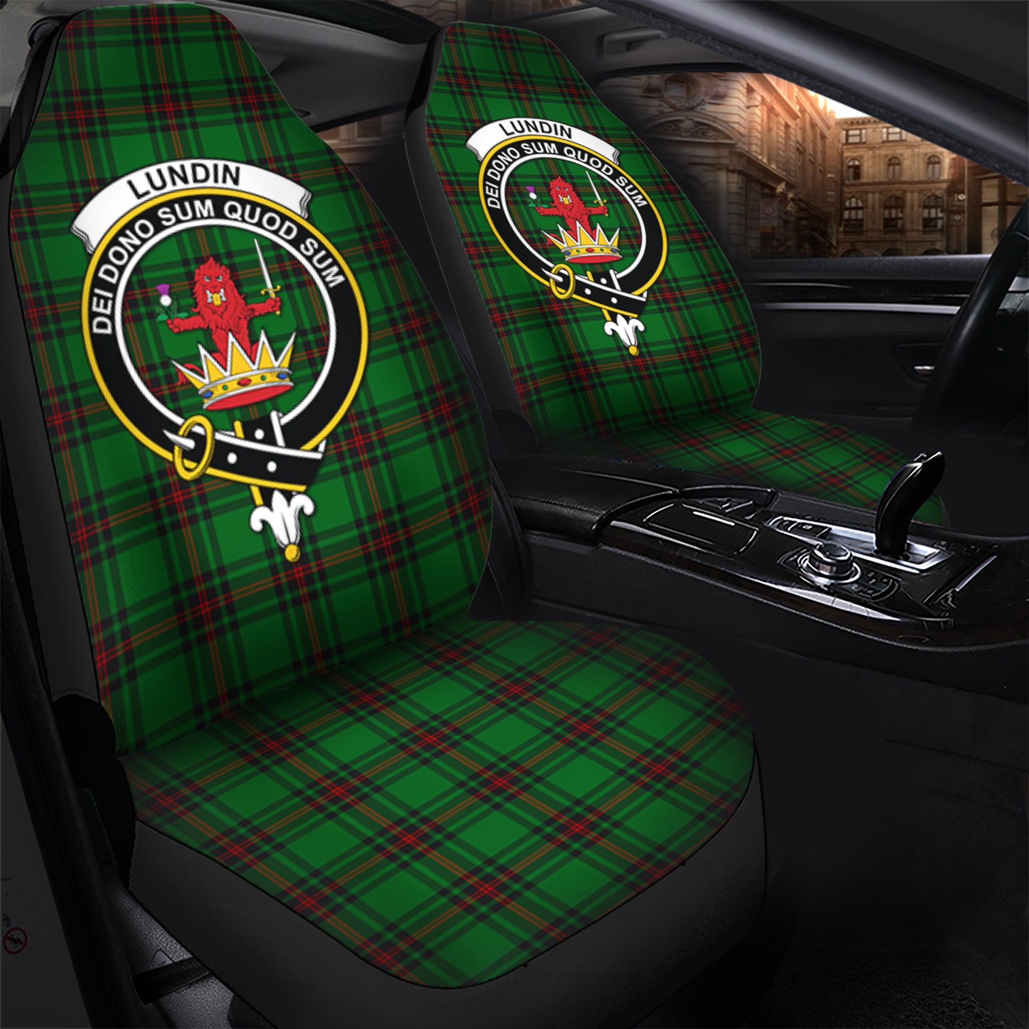 Lundin Clan Tartan Car Seat Cover, Family Crest Tartan Seat Cover TS23