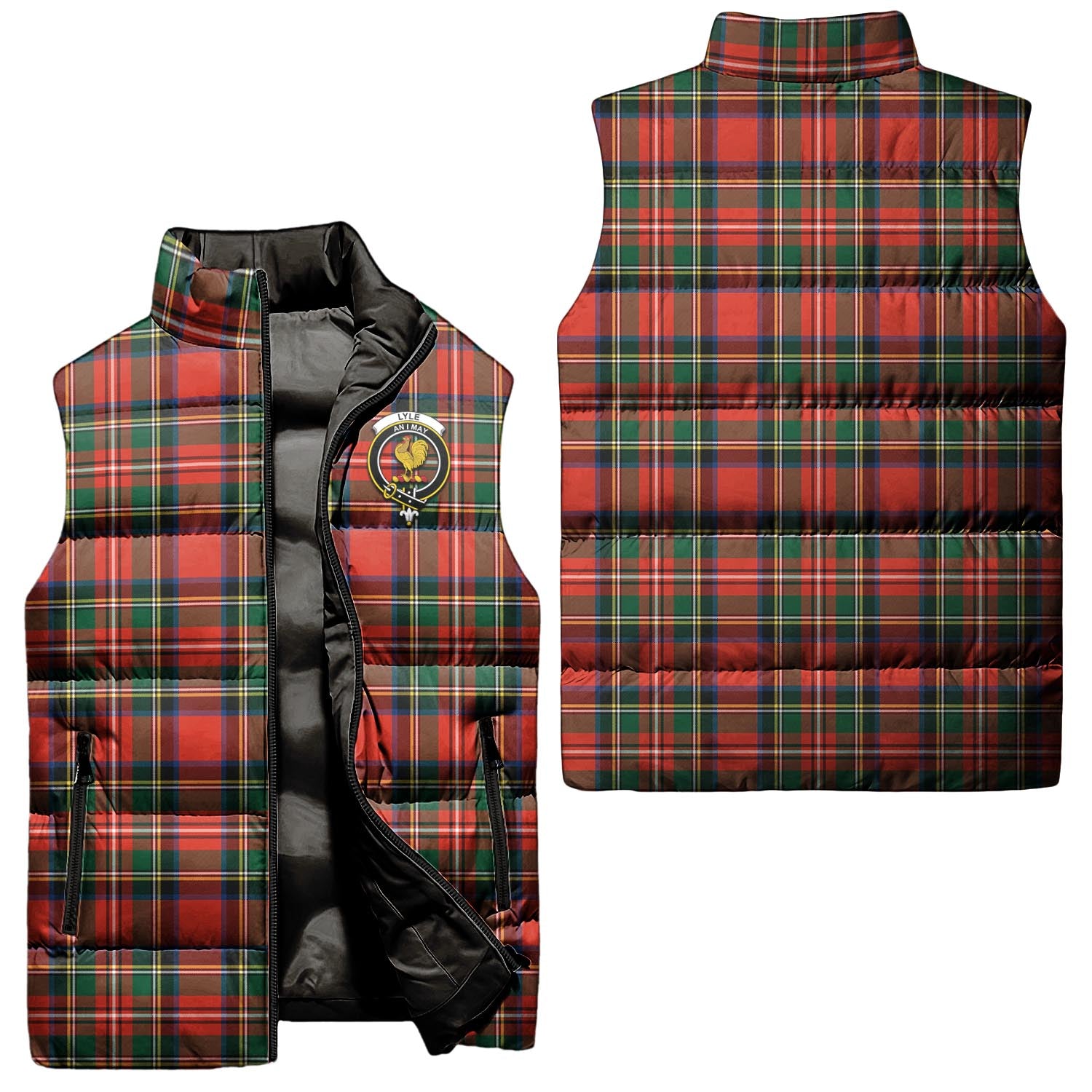 lyle-clan-puffer-vest-family-crest-plaid-sleeveless-down-jacket