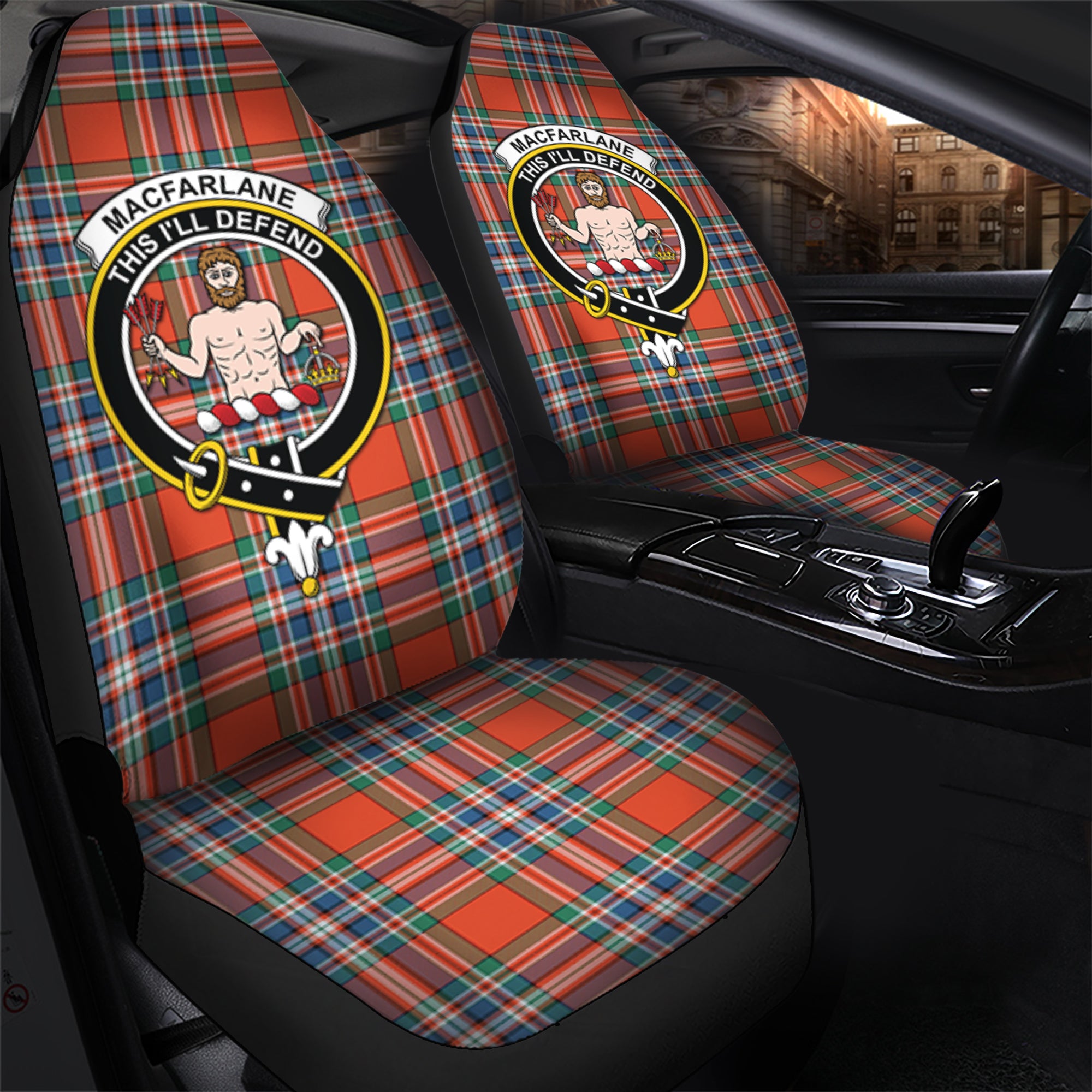 MacFarlane Ancient Clan Tartan Car Seat Cover, Family Crest Tartan Seat Cover TS23