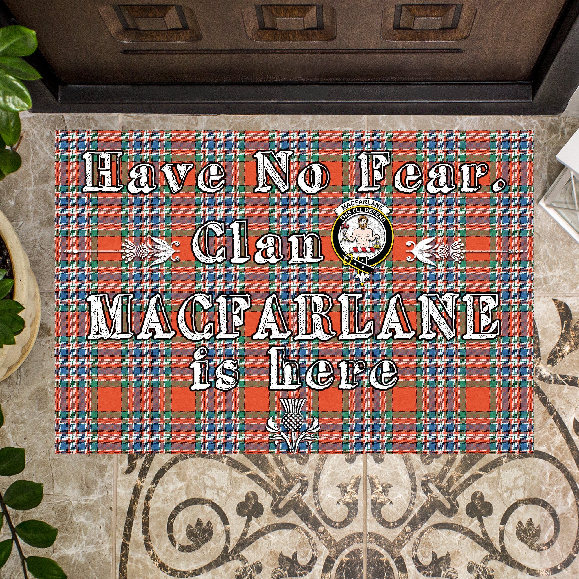 macfarlane-ancient-clan-tartan-door-mat-family-crest-have-no-fear-tartan-door-mat