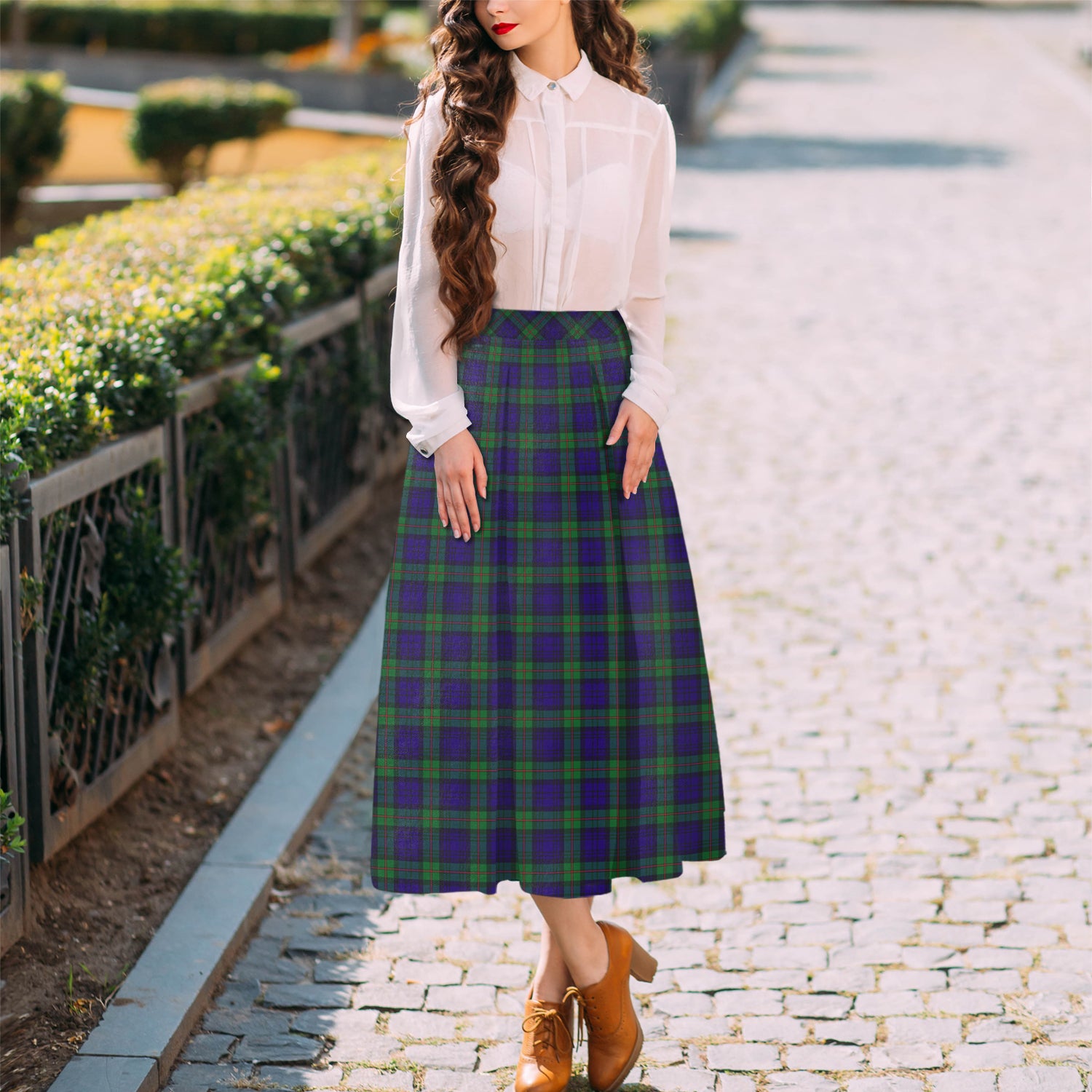 MacKinlay Modern Tartan Aoede Crepe Skirt, Scottish Tartan Women's Skirt TS23